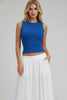 Sleeveless Mock Neck Top With Adjustable Side Slit Tie  Style Ratio