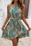 Sleeveless Paisley Print Halter Neck Dress  Style Ratio