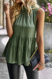 Sleeveless Ruffle Trim Ruffle Hem Loose Top  Style Ratio