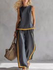 Sleeveless Tank Top and Wide-Leg Pants Set  Style Ratio