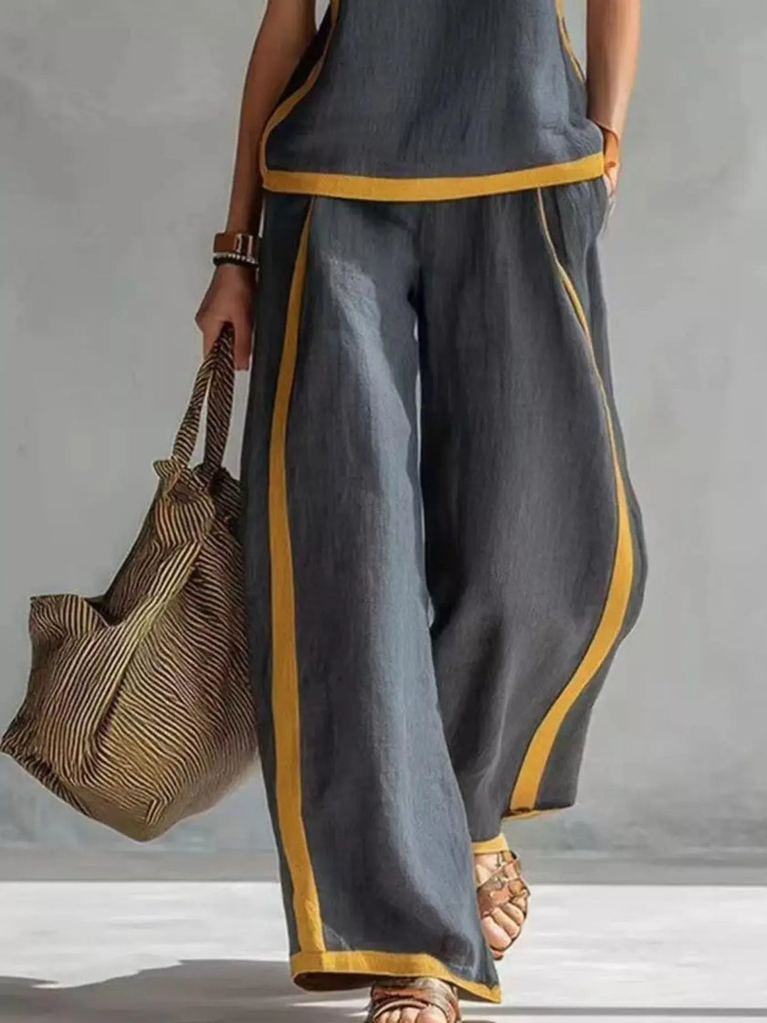 Sleeveless Tank Top and Wide-Leg Pants Set  Style Ratio