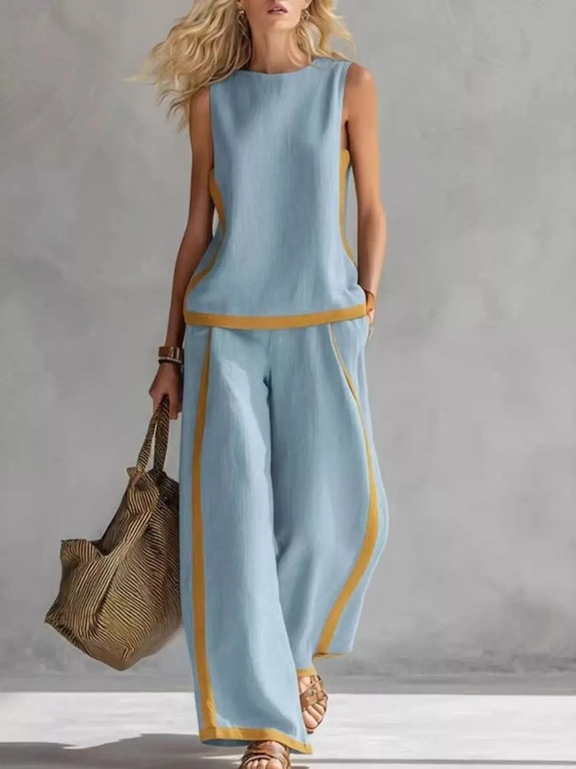 Sleeveless Tank Top and Wide-Leg Pants Set  Style Ratio