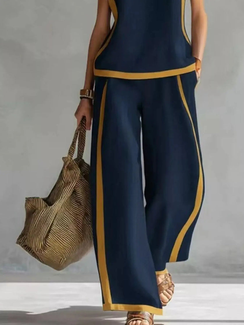 Sleeveless Tank Top and Wide-Leg Pants Set  Style Ratio