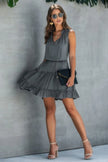 Sleeveless Tie Neck Frill Trim Tiered Layer Dress  Style Ratio
