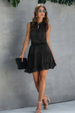 Sleeveless Tie Neck Frill Trim Tiered Layer Dress  Style Ratio