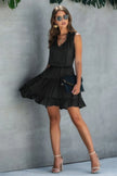 Sleeveless Tie Neck Frill Trim Tiered Layer Dress  Style Ratio
