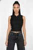 Slim-fit Sleeveless Polo Collar Crop Top  Style Ratio