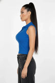 Slim-fit Sleeveless Polo Collar Crop Top  Style Ratio