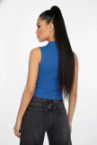 Slim-fit Sleeveless Polo Collar Crop Top  Style Ratio