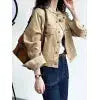 Soft Velvet Caramel Long Sleeve Jacket  Style Ratio