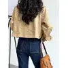 Soft Velvet Caramel Long Sleeve Jacket  Style Ratio