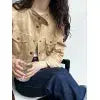 Soft Velvet Caramel Long Sleeve Jacket  Style Ratio