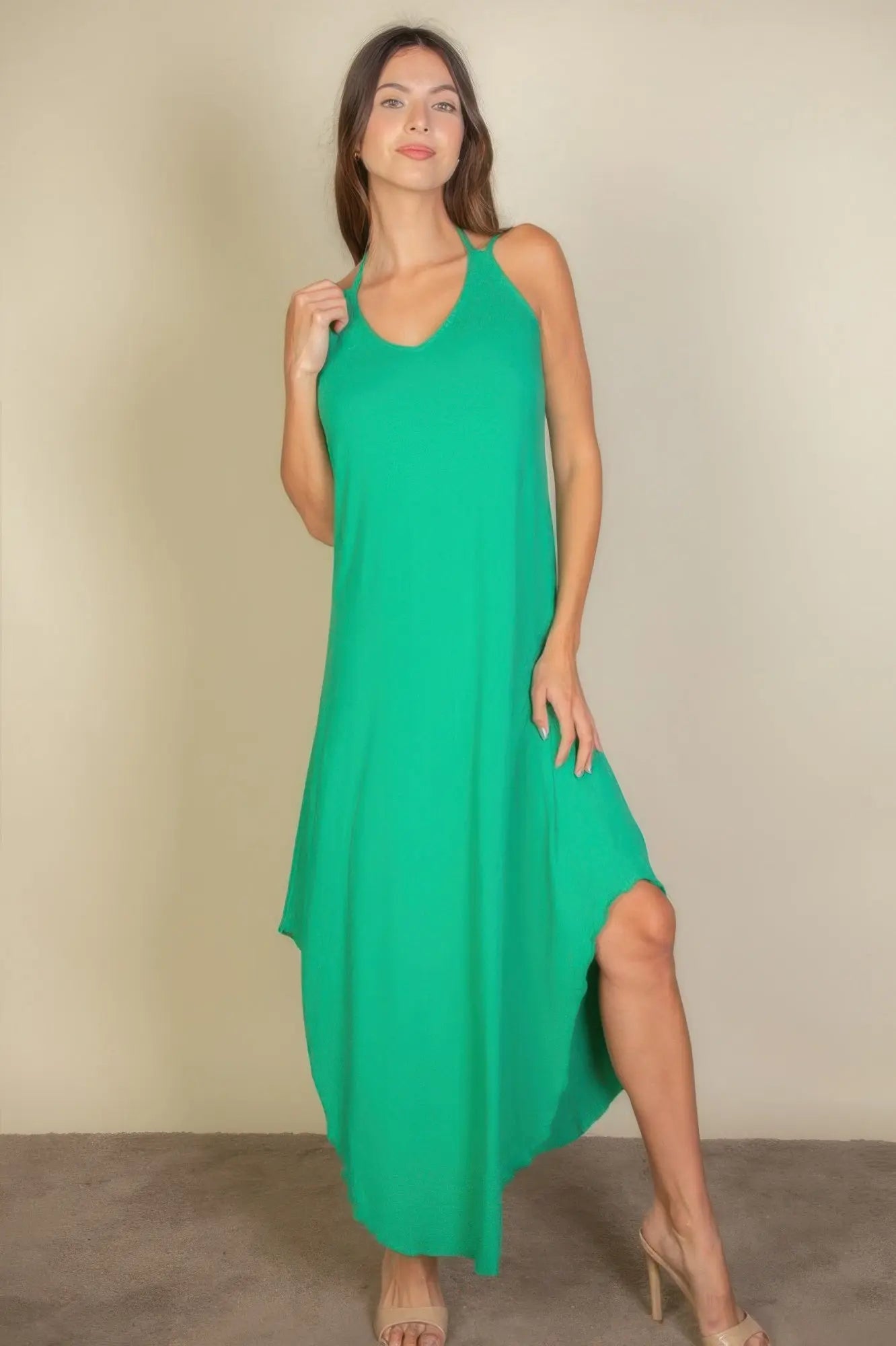 Solid Cami Double Strap Loose Fit Dress  Style Ratio