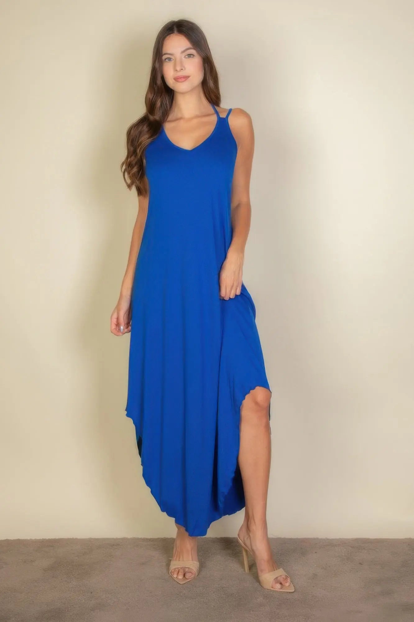 Solid Cami Double Strap Loose Fit Dress  Style Ratio