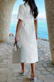 Solid Pocket Turn Down Collar A Line Dress  Style Ratio