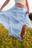 Solid Ruffle Drawstring Waist Asymmetry Hem Skirt  Style Ratio