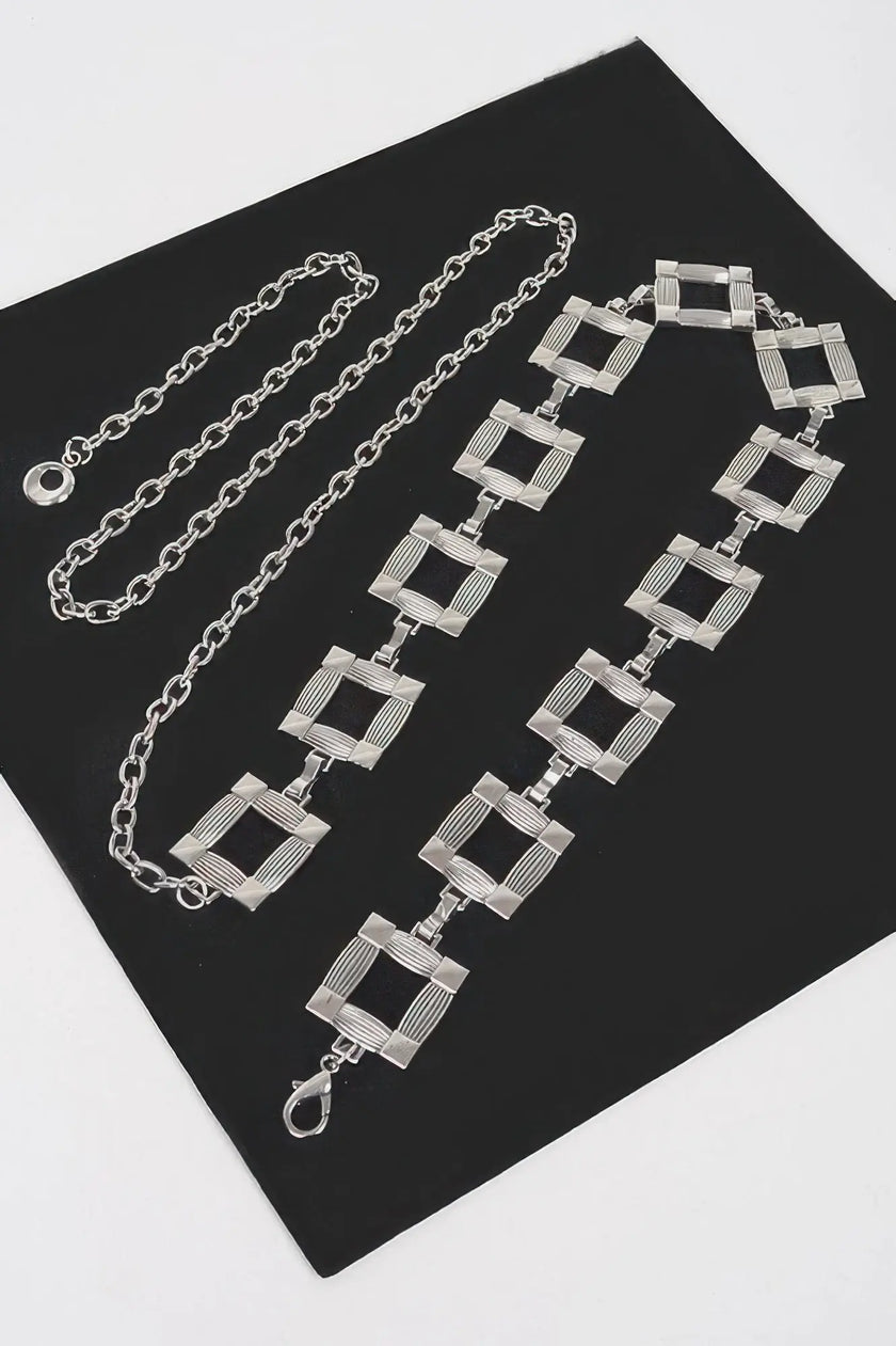 Square Metal Plus Size Chain Belt  Style Ratio