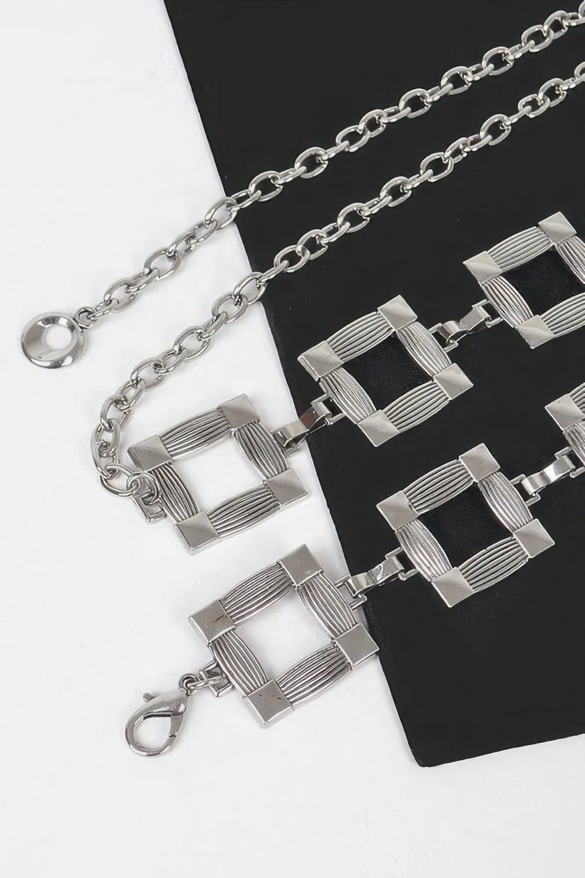 Square Metal Plus Size Chain Belt  Style Ratio