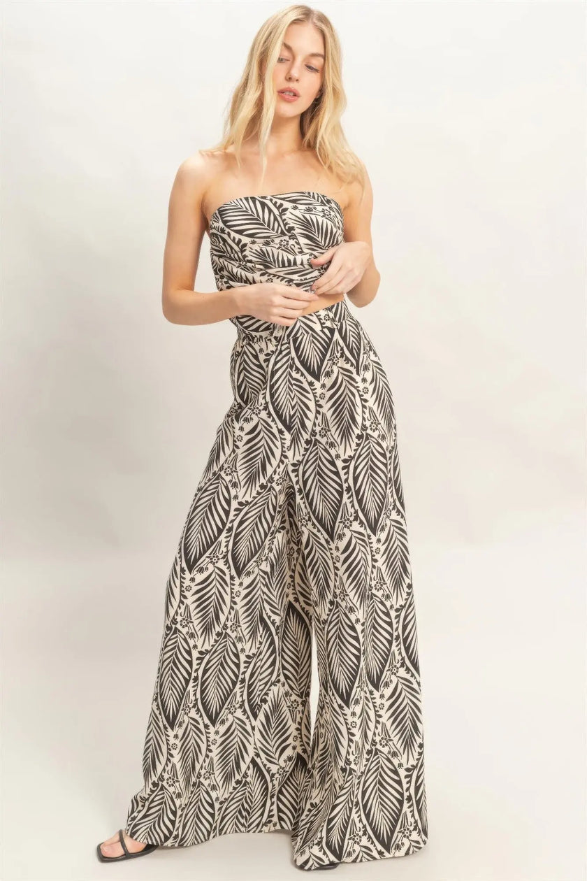 Strapless Top & Pant Print Set  Style Ratio