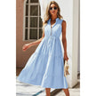 Strip Sleeveless V Neck A Line Color Block Dress  Style Ratio