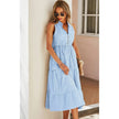 Strip Sleeveless V Neck A Line Color Block Dress  Style Ratio