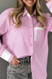 Striped Collared Neck Long Sleeve Shirt  Style Ratio