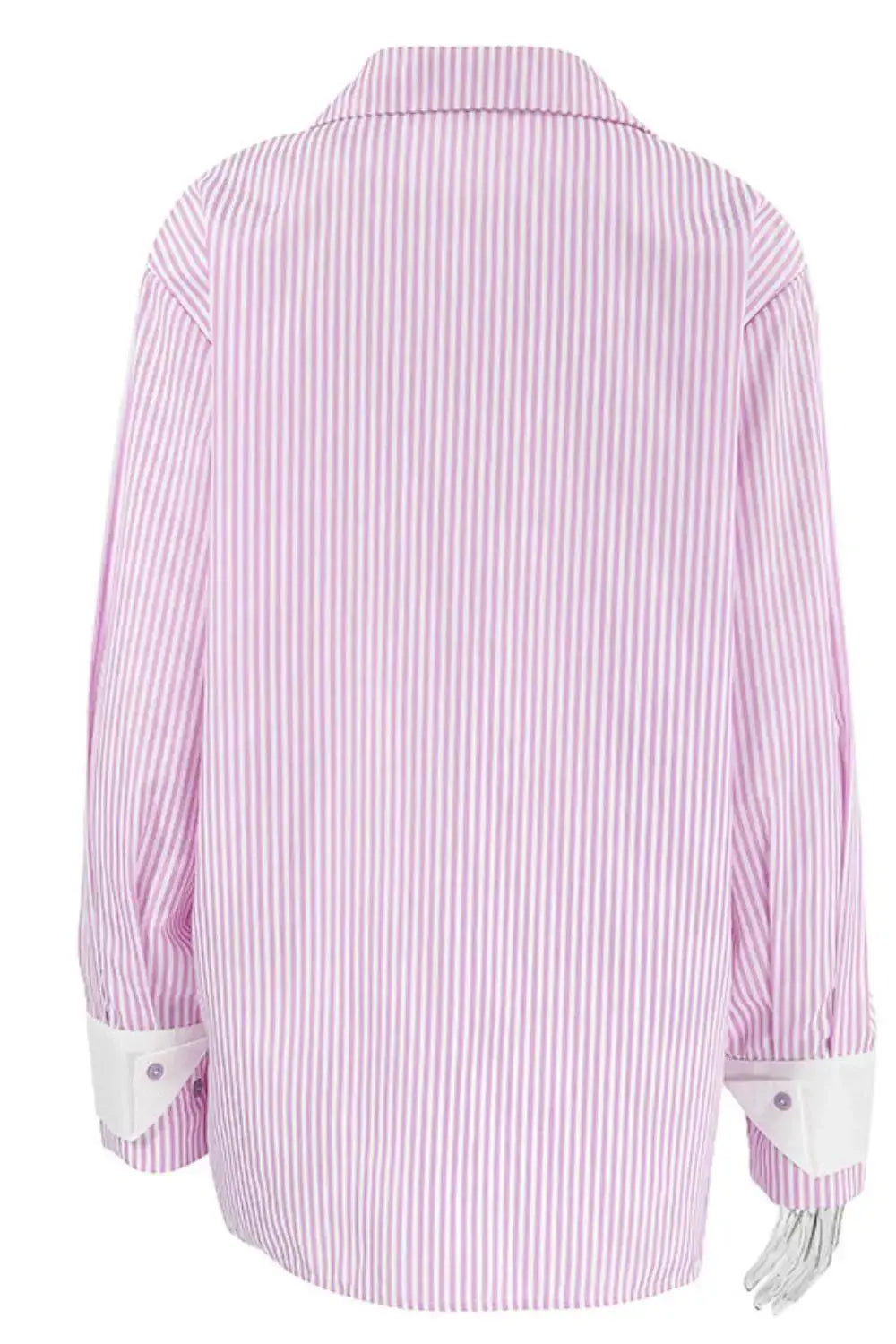 Striped Collared Neck Long Sleeve Shirt  Style Ratio
