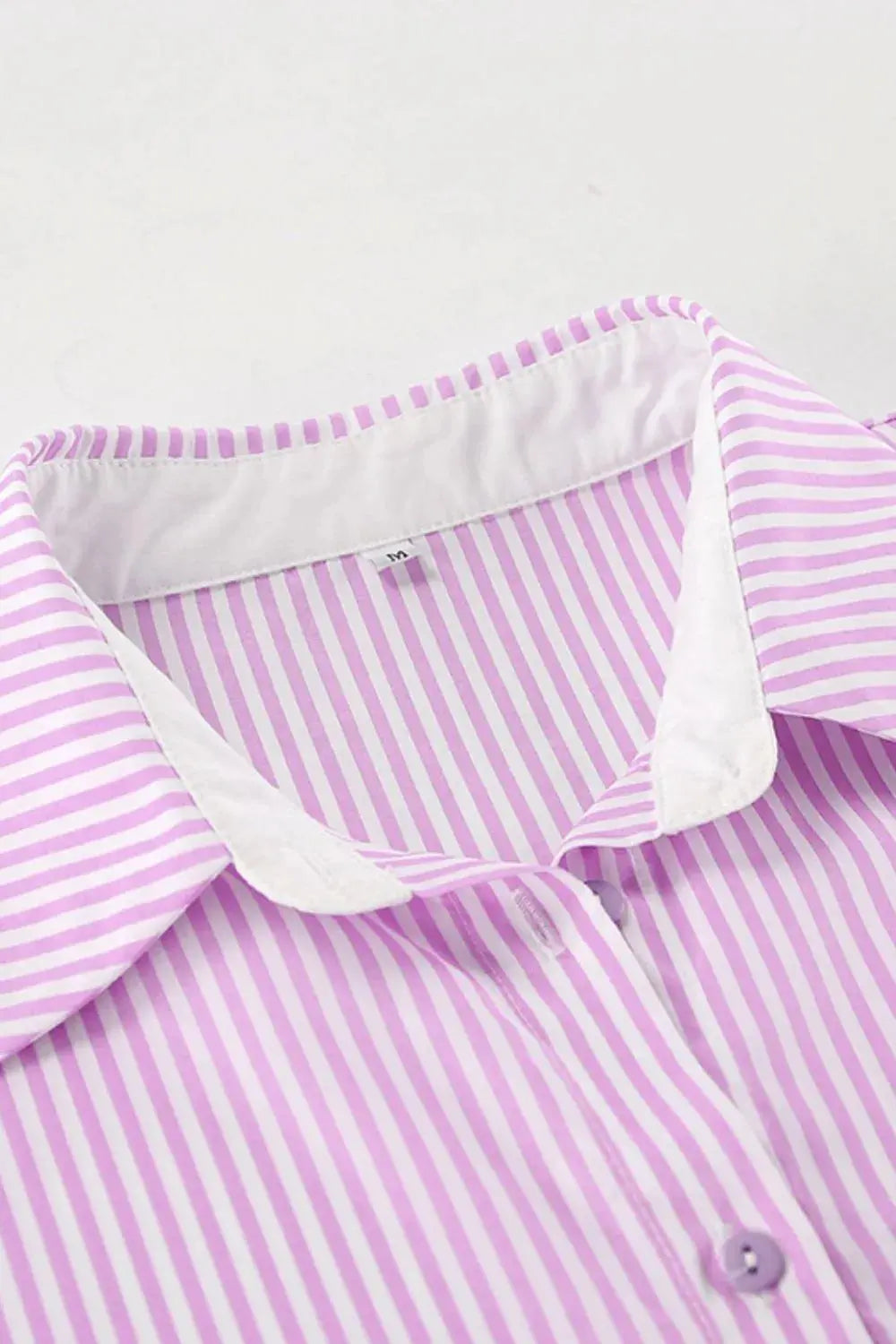 Striped Collared Neck Long Sleeve Shirt  Style Ratio