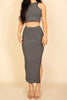 Striped High Neck Crop Top & Side Slit Midi Skirt Set  Style Ratio