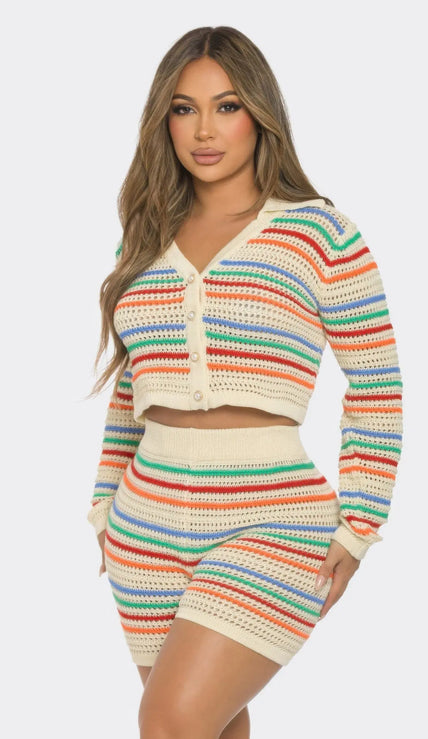 Striped Knit Loungewear Set  Style Ratio