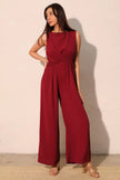 Textured Solid Twist Front Jumpsuit  Style Ratio