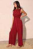 Textured Solid Twist Front Jumpsuit  Style Ratio
