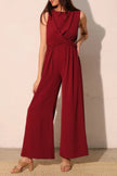 Textured Solid Twist Front Jumpsuit  Style Ratio