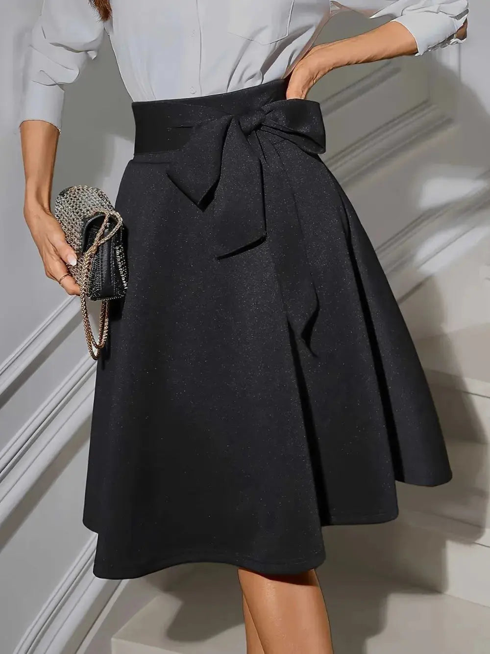 Tied Knee Length Skirt  Style Ratio