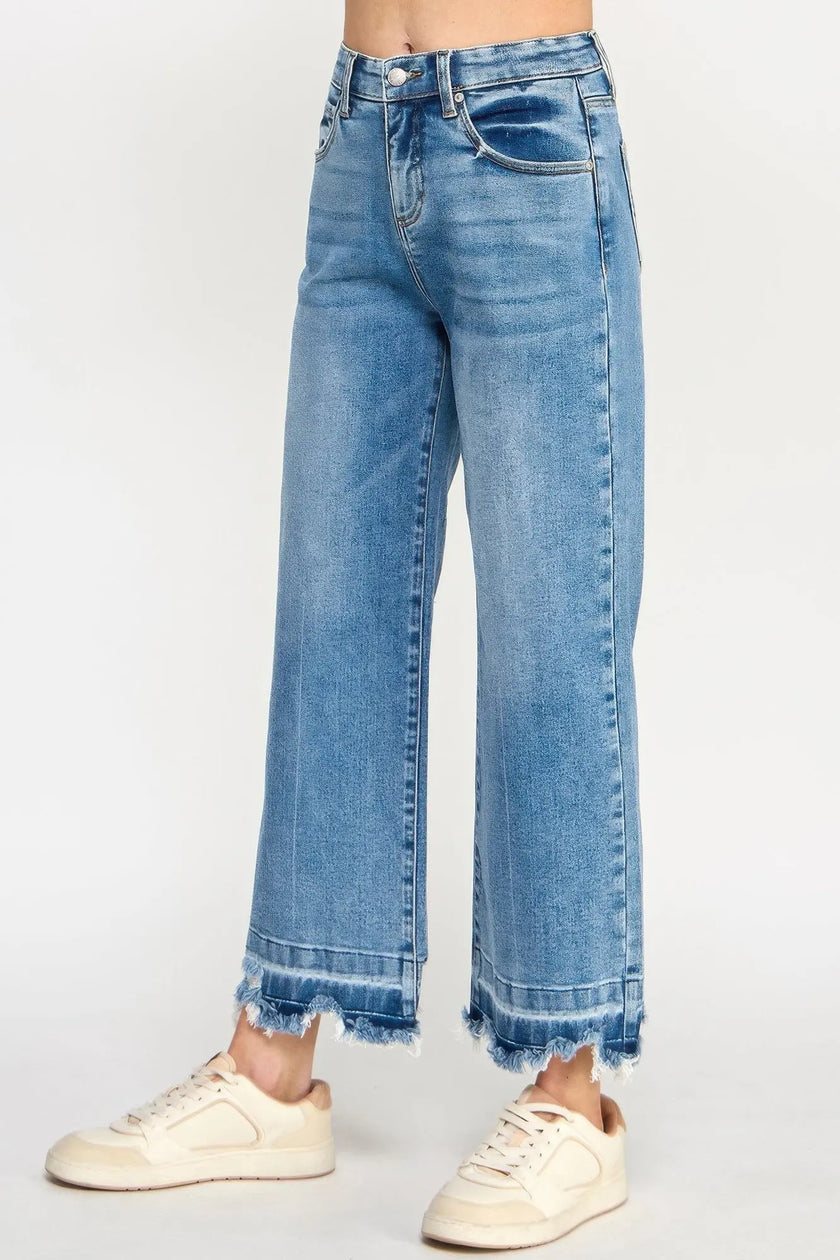 Tummy Control High Rise Crop Wide W/ Released Hem  Style Ratio