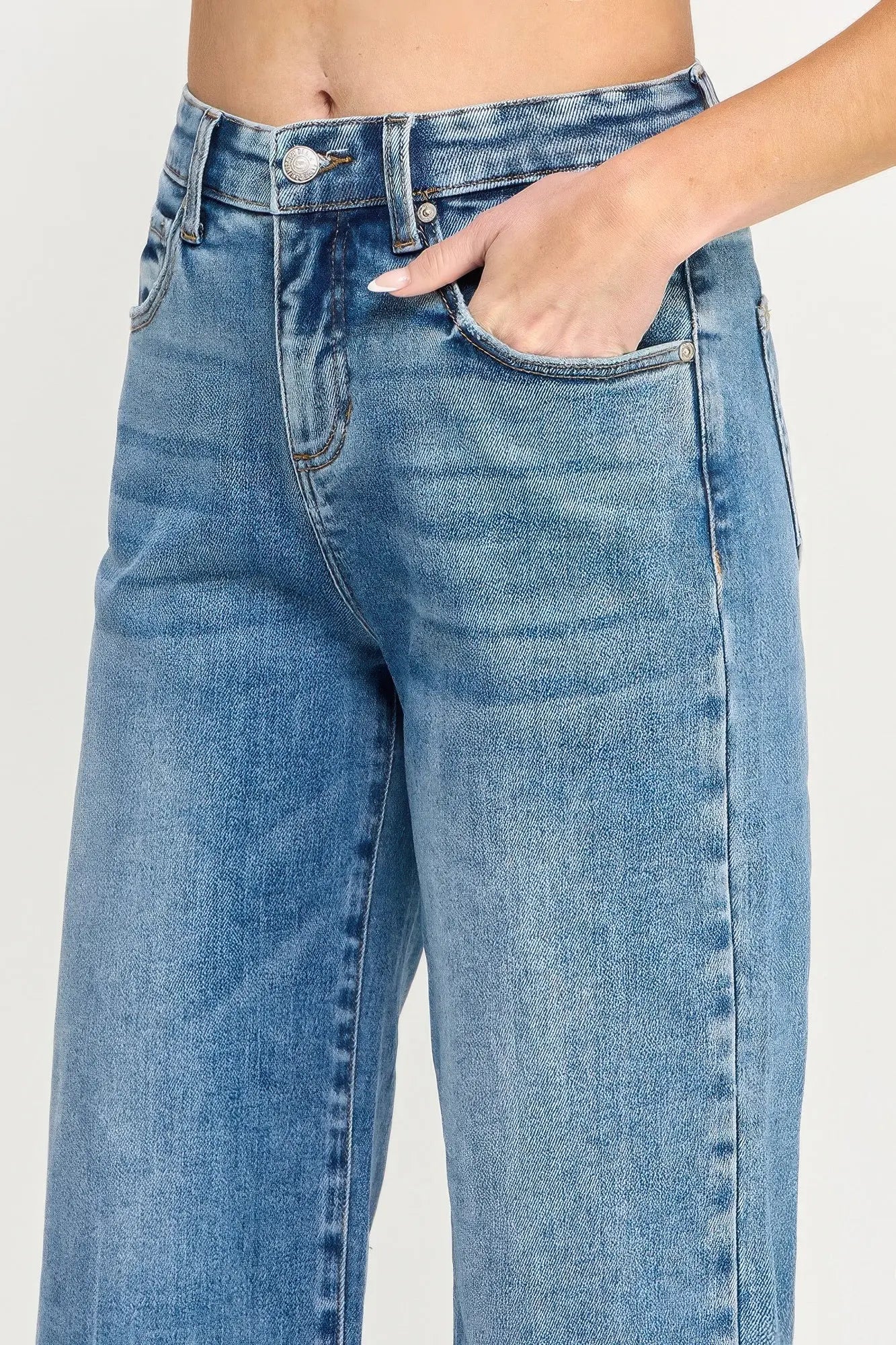 Tummy Control High Rise Crop Wide W/ Released Hem  Style Ratio