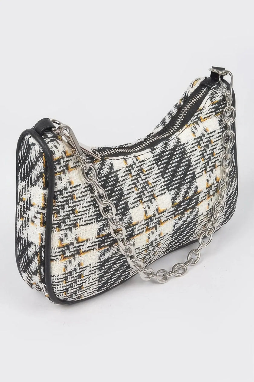 Tweed Plaid Shoulder Bag W/airpod Purse  Style Ratio