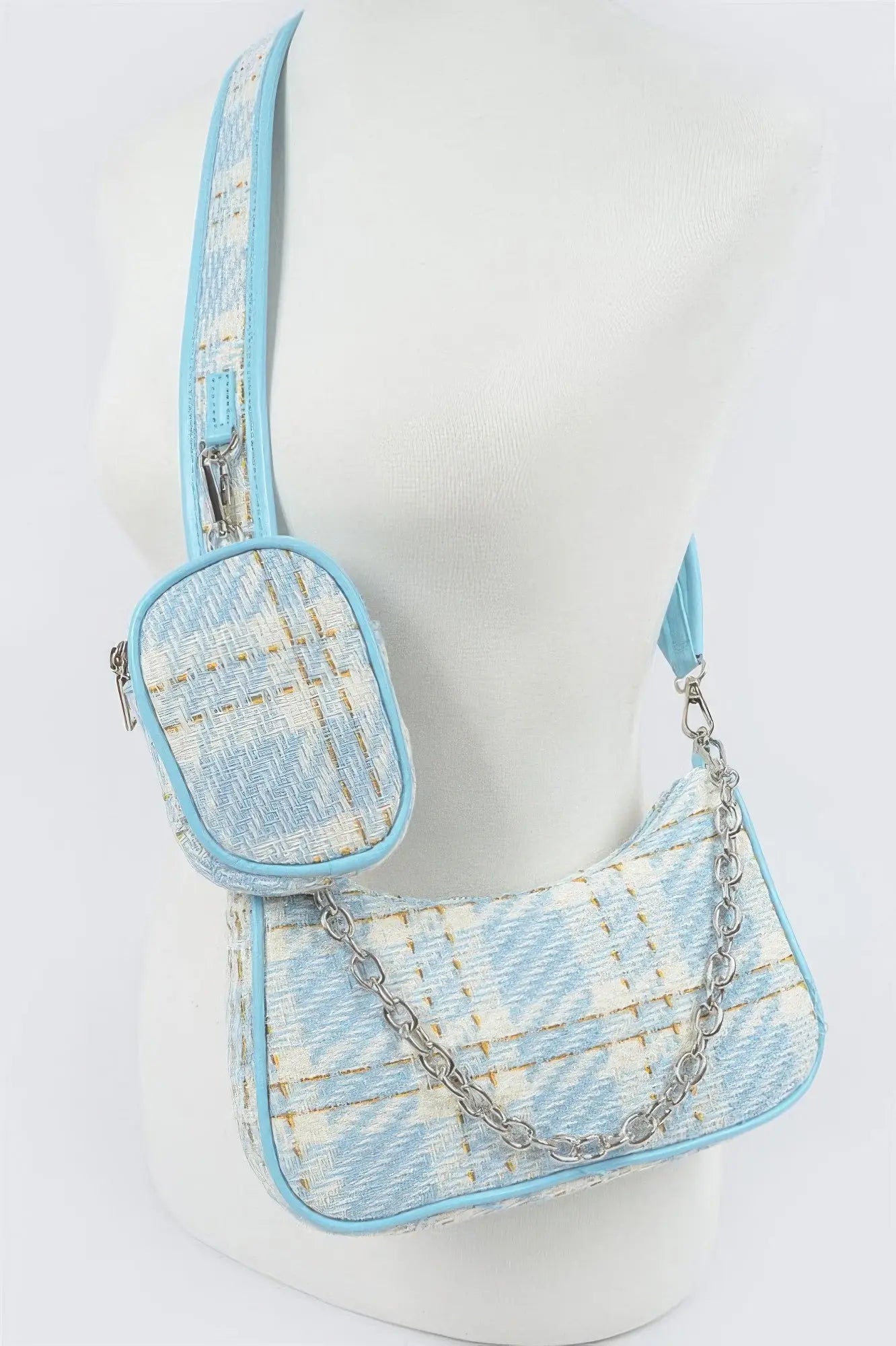 Tweed Plaid Shoulder Bag W/airpod Purse  Style Ratio