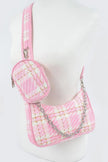 Tweed Plaid Shoulder Bag W/airpod Purse  Style Ratio