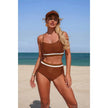 Two Piece Solid Contrast Tie Up Stretch Bikini  Style Ratio