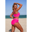 Two Piece Solid Contrast Tie Up Stretch Bikini  Style Ratio