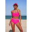 Two Piece Solid Contrast Tie Up Stretch Bikini  Style Ratio