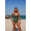 Two Piece Solid Contrast Tie Up Stretch Bikini  Style Ratio