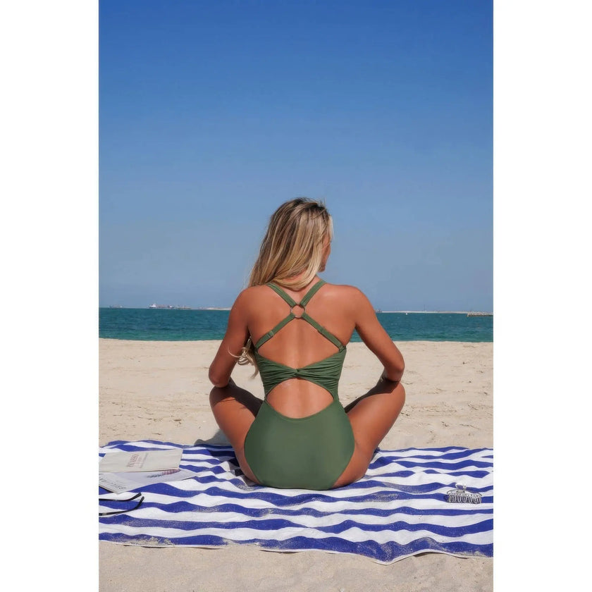 Two Piece Solid Contrast Tie Up Stretch Bikini  Style Ratio