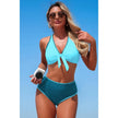 Two Piece Tie Knot Contrast High Waisted Bikini  Style Ratio