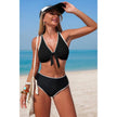 Two Piece Tie Knot Contrast High Waisted Bikini  Style Ratio