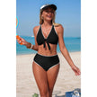 Two Piece Tie Knot Contrast High Waisted Bikini  Style Ratio