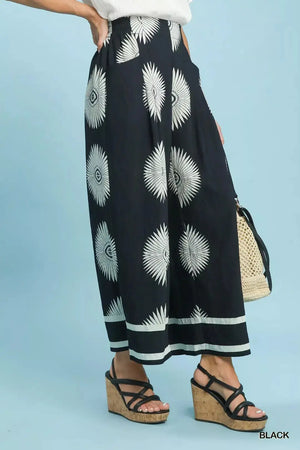 Umgee Abstract Border Print Wide Leg Pants  Style Ratio