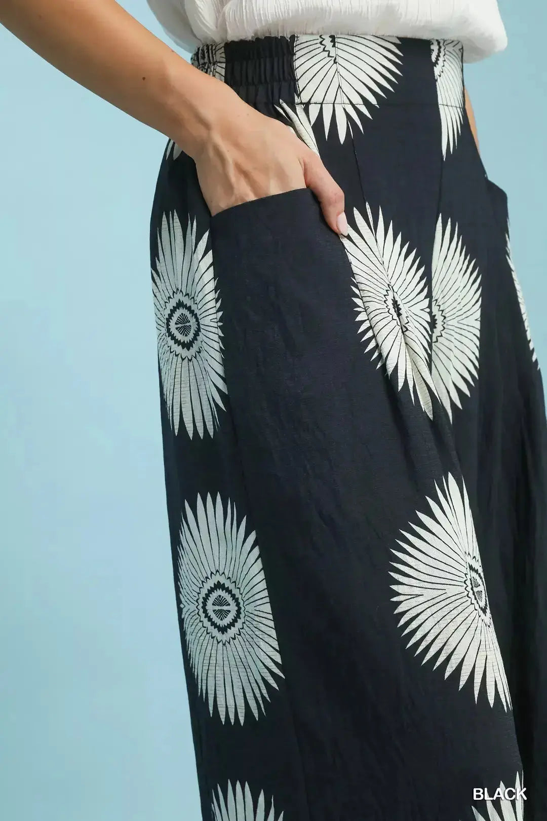 Umgee Abstract Border Print Wide Leg Pants  Style Ratio