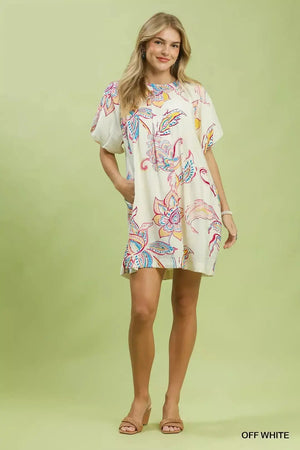 Umgee Boho Floral Print Mini Dress with Pockets  Style Ratio